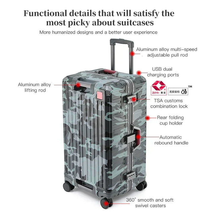 Lightweight hard shell suitcase featuring wide grip handle, 360° spinner wheels, & TSA lock. Perfect travel essential.