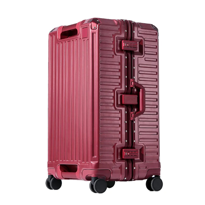 Unisex durable hard shell suitcase. Lightweight travel luggage with wide grip handle, smooth spinner wheels, & TSA lock.