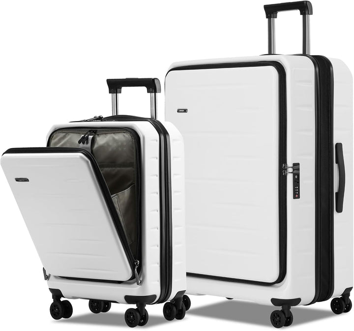 Unisex hardshell carry-on luggage with front pocket & TSA lock. Perfect for travel.
