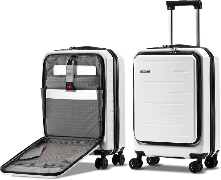 Functional hardshell carry-on, unisex, with quick-access front pocket & TSA lock.