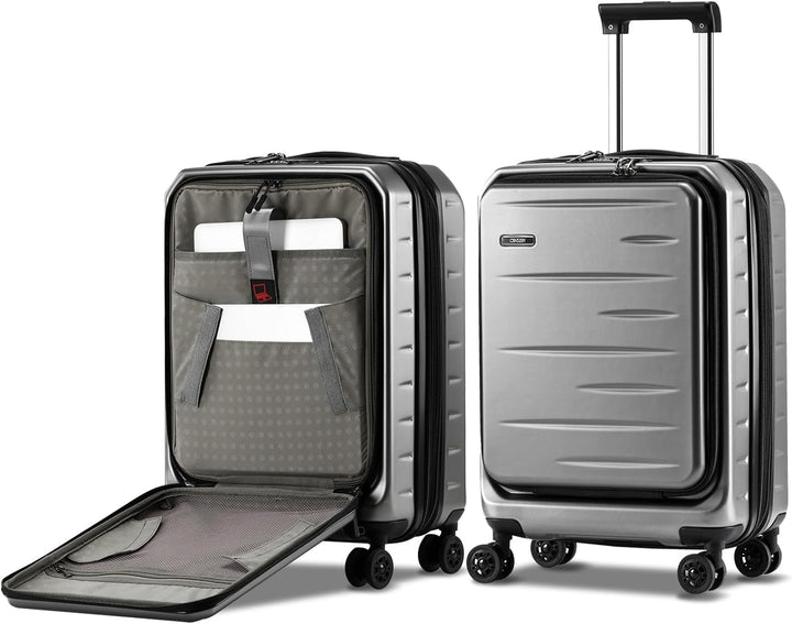 Expandable unisex travel bag, hardshell, with a handy front pocket for essentials.