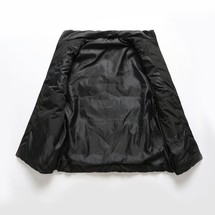 Comfortable unisex heated jacket, water-repellent, adjustable heat, ideal winter coat for cold weather.
