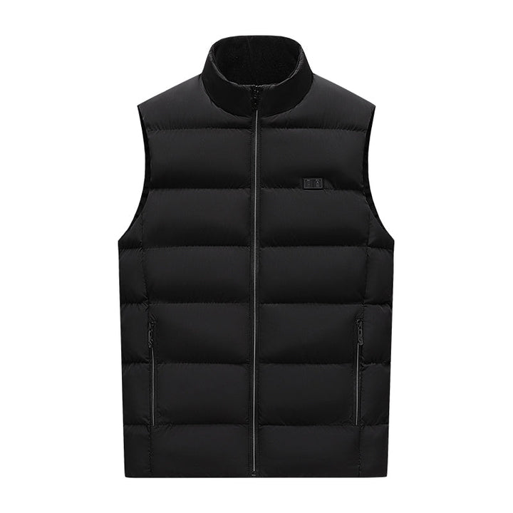 Unisex heated jacket for personal comfort, adjustable warmth, water-repellent material for ultimate protection.