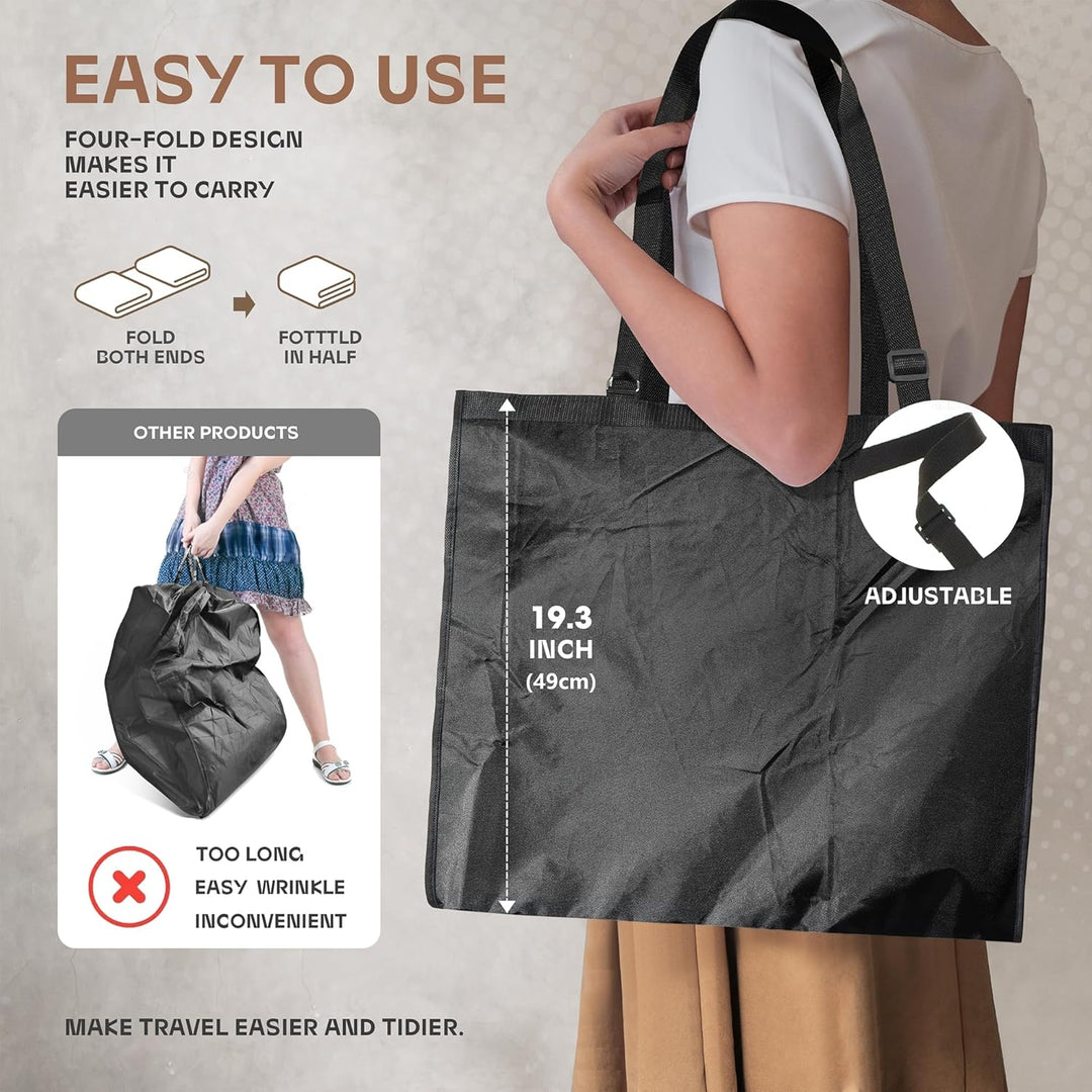 Unisex heavy-duty garment bag with a suit visible through its clear window. Wrinkle-free travel.
