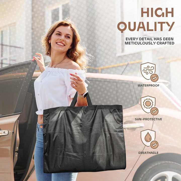 Durable zipper & sturdy handle on a heavy-duty travel garment bag for secure transport.