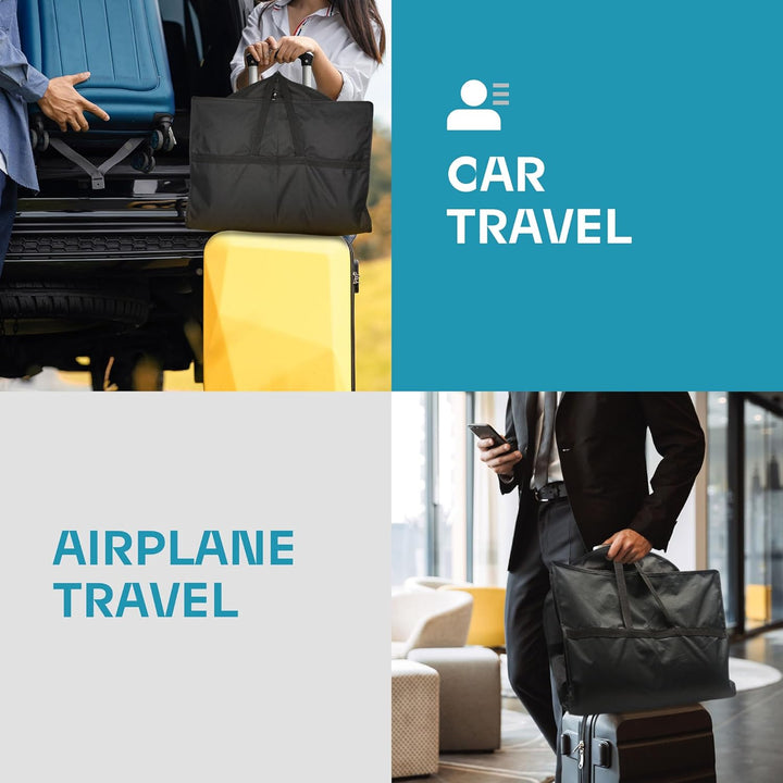 Side profile of the heavy-duty garment bag showcasing its generous accessory pockets.
