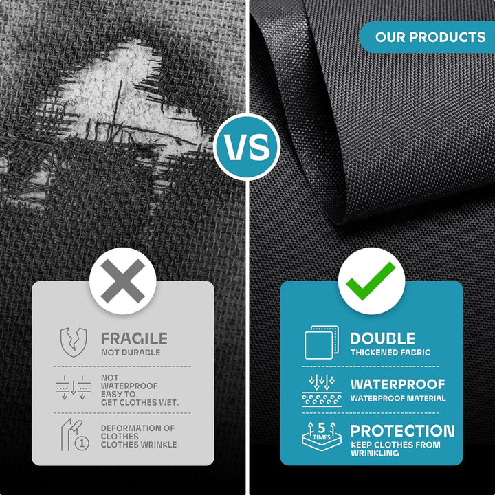 Heavy-duty clothes protector: Garment bag with clear window & accessory pockets for travel & storage.