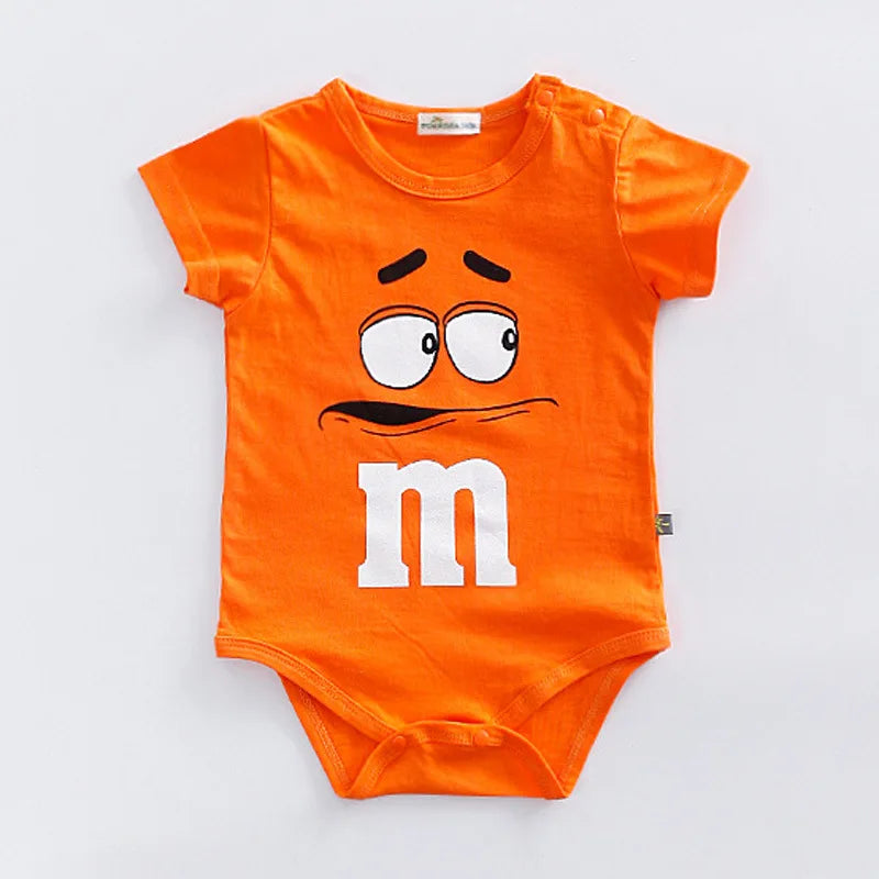 Adorable baby romper for infants & toddlers, vibrant colorful print, short sleeve, comfortable casual wear jumpsuit.