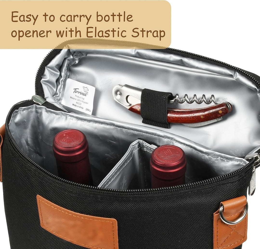 Practical insulated dual bottle cooler bag, essential picnic accessory for keeping beverages cool on the go.