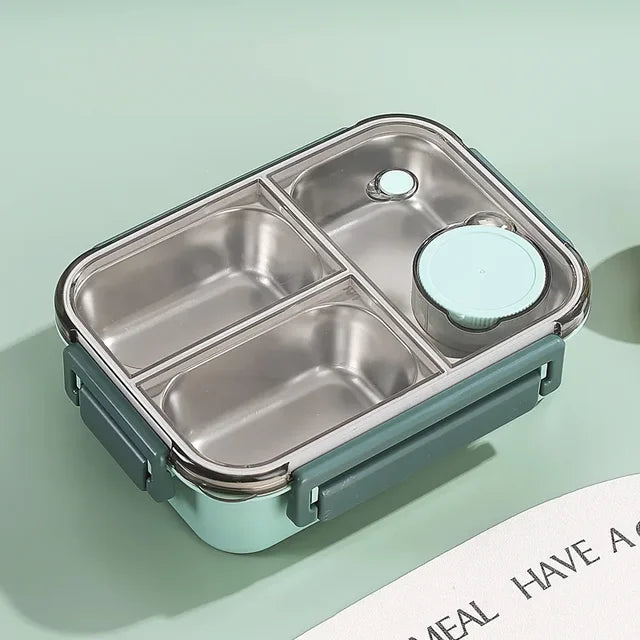 Unisex insulated leakproof lunch box with multi-grid compartments for meal prep & travel.