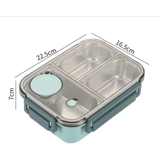 Insulated food warmer lunch box, unisex, with leakproof compartments for hot or cold meals.