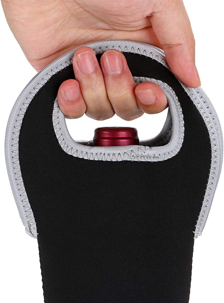 Picnic accessory: insulated wine tote, two bottles, easy to carry.