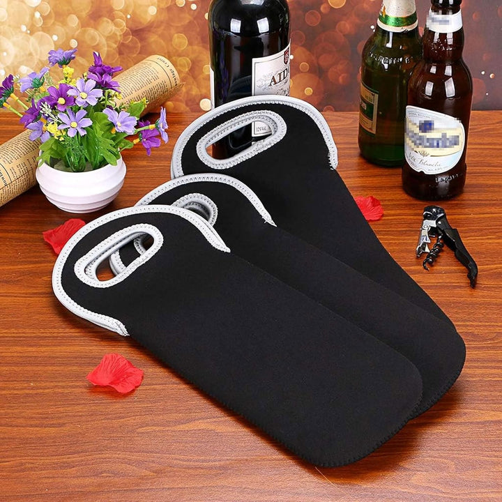 Modern insulated wine carrier, dual bottle design for easy transport.