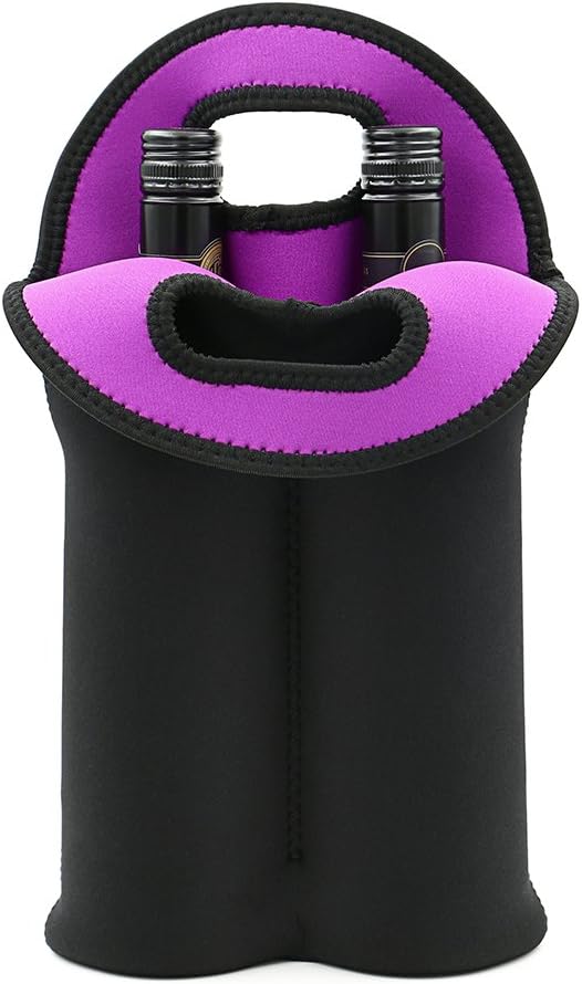Insulated wine travel bag, dual bottle carrier, perfect for any outing.