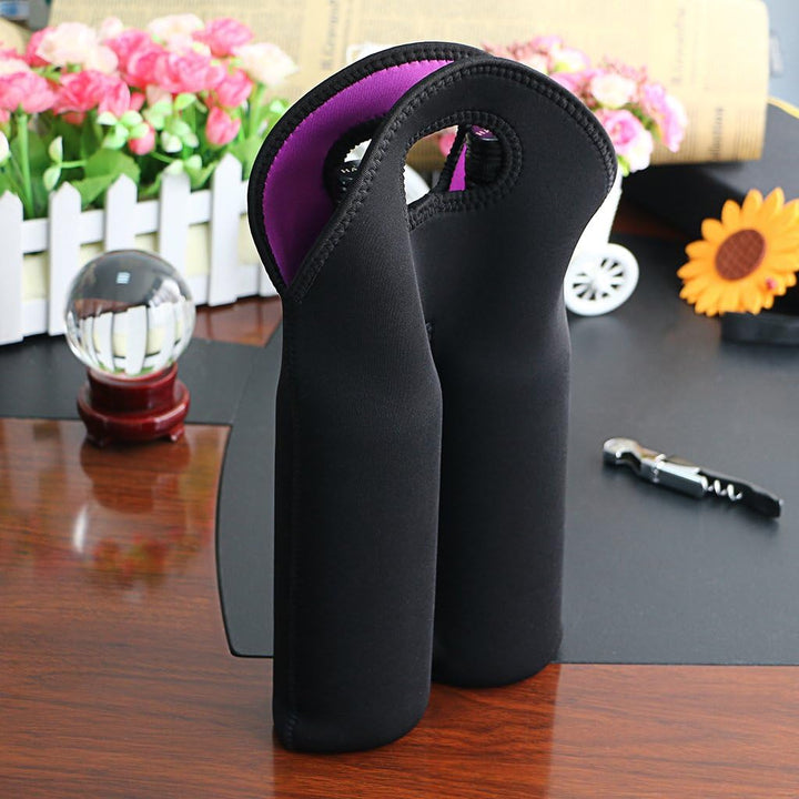 Premium neoprene wine carrier, insulated for two bottles, great for travel.