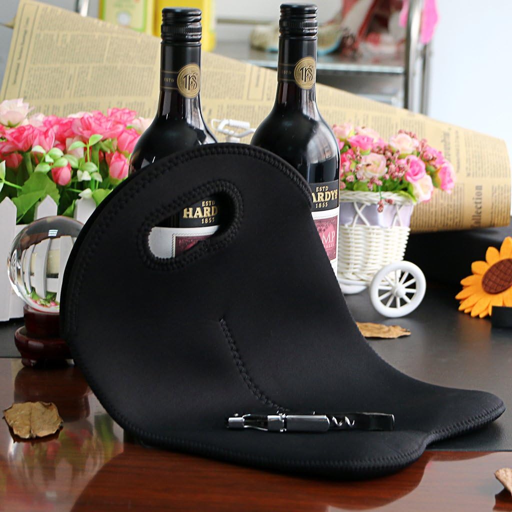Portable insulated wine carrier for two bottles, essential outdoor gear.