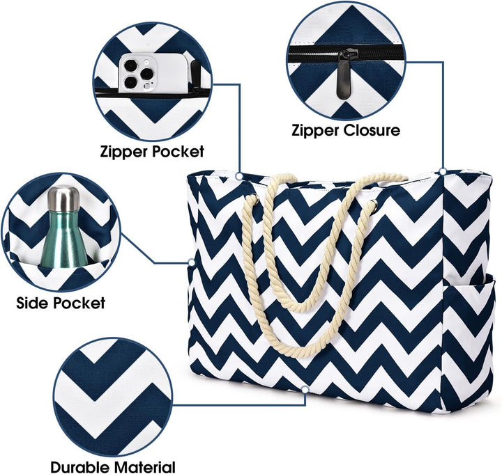 Spacious waterproof tote, perfect large bag for travel, gym & daily commute.
