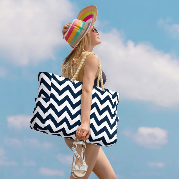 Stylish large waterproof travel tote bag for men & women. Perfect for trips.