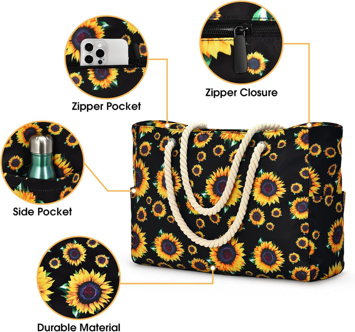 Padded compartment large waterproof tote, unisex for work laptops.