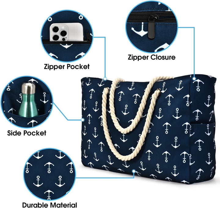Insulated large waterproof tote, unisex, for picnics & beach trips.