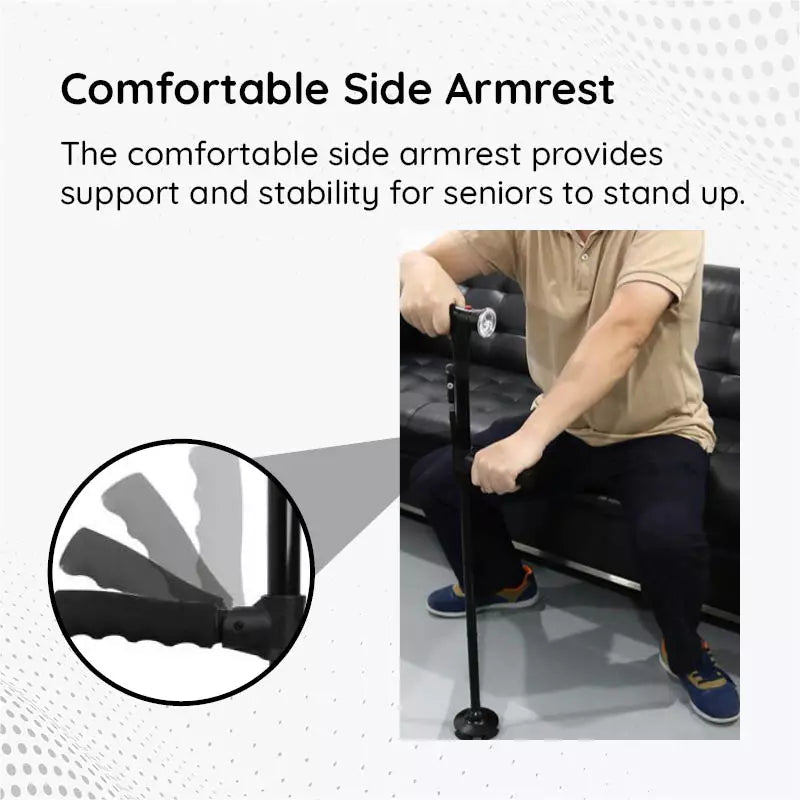 Senior support LED walking stick, foldable design for ultimate convenience and safety.