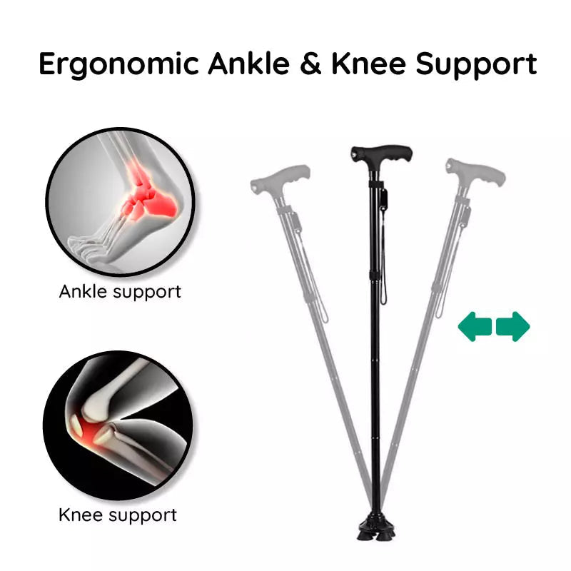 Robust non-slip LED walking cane, providing secure and portable mobility assistance.