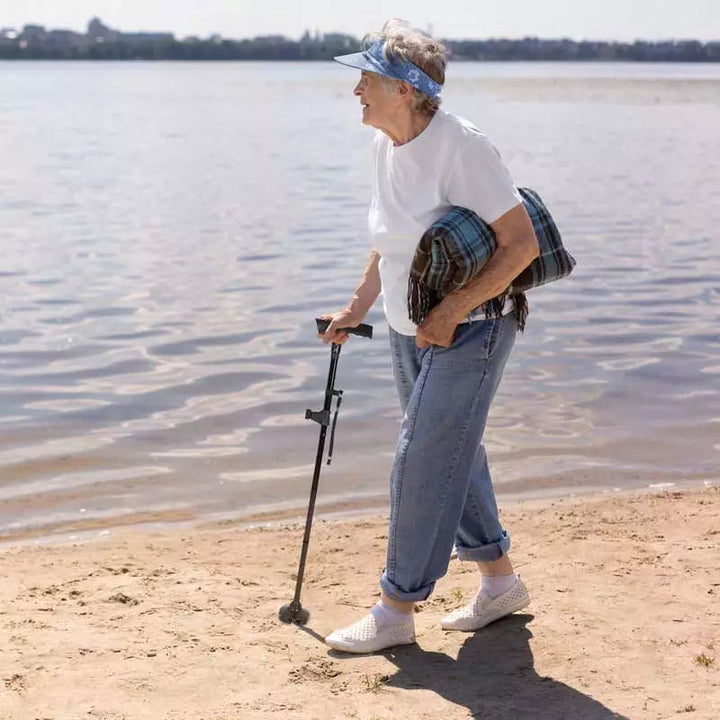 Secure LED walking cane, foldable with a non-slip base for reliable daily support.
