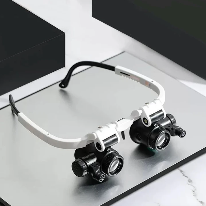 Unisex LED magnifying glasses for fine detail, jewelry, watch, & electronics repair. Enhances precision, adjustable for crafts.