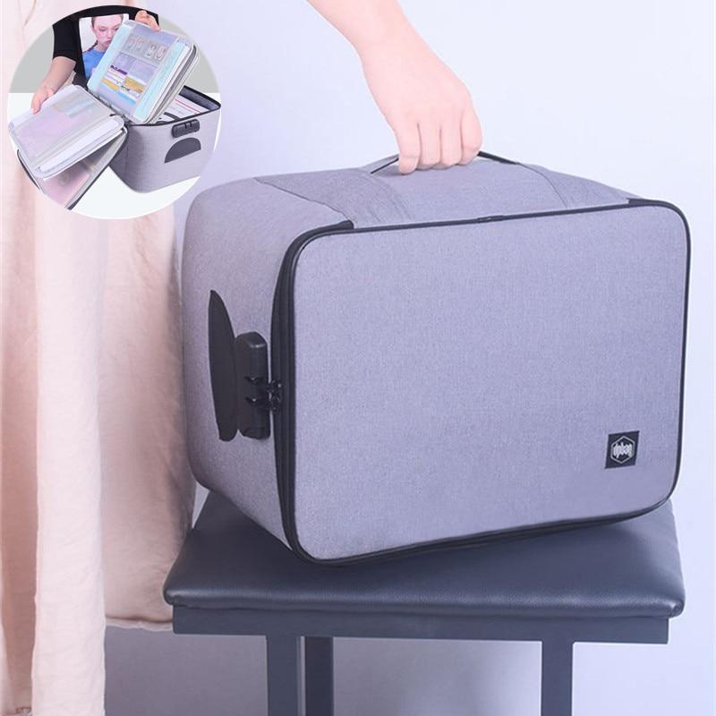 Multi-layer travel organizer with lockable waterproof protection for passports & valuables.