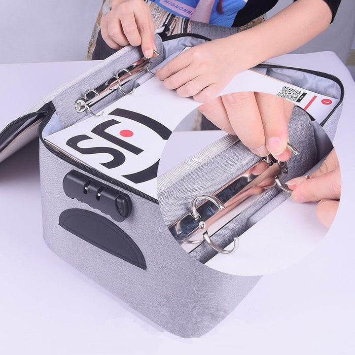 Secure portable safe: waterproof, lockable document storage for home, office, and travel organization.