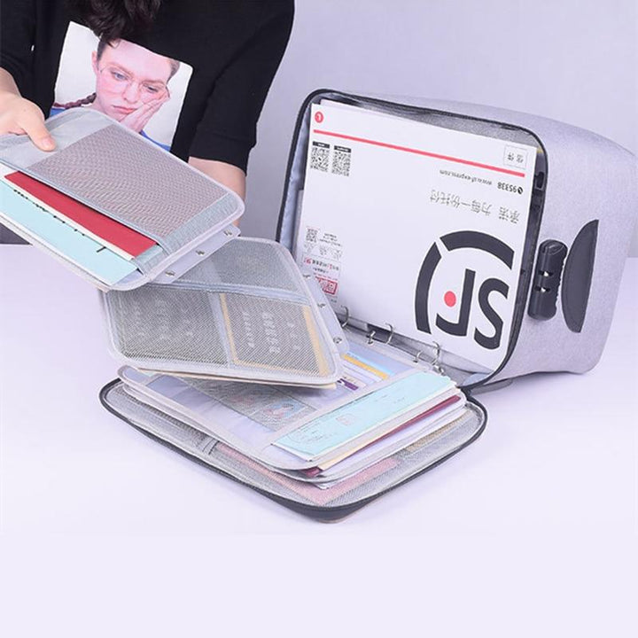 Unisex waterproof document organizer bag. Lockable case protects essential documents & valuables.