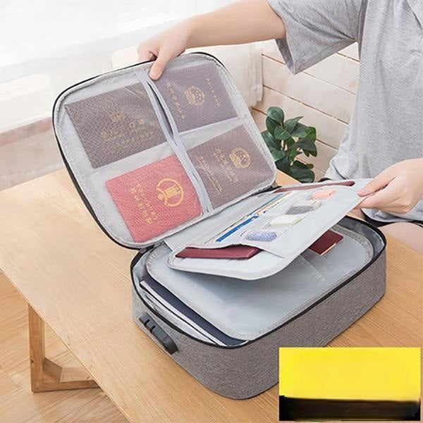 Peace of mind with this waterproof lockable document storage case, perfect for travel & valuables.