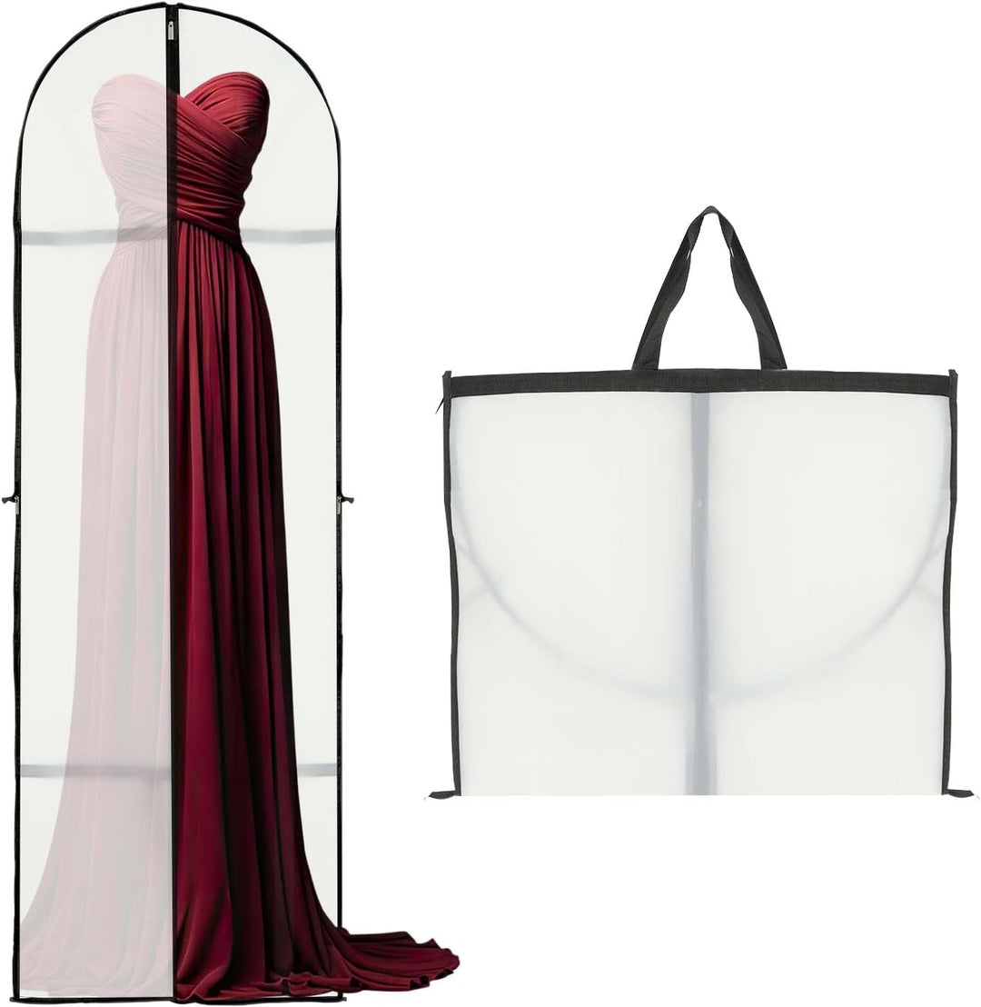 Unisex long garment storage cover 2-pack. Breathable clothing protector for suits, dresses & formalwear.
