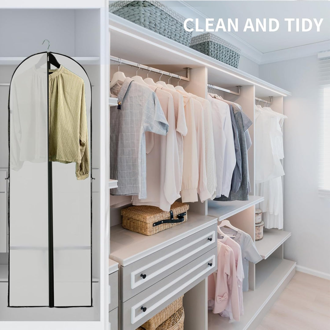Unisex suit & dress bag 2-pack. Long garment storage cover for wardrobe organization & protection.