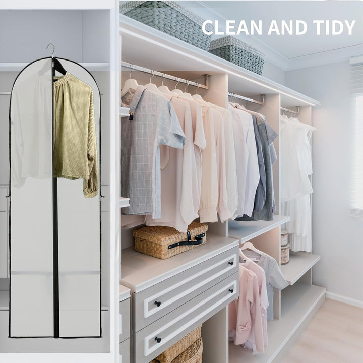 Unisex suit & dress bag 2-pack. Long garment storage cover for wardrobe organization & protection.