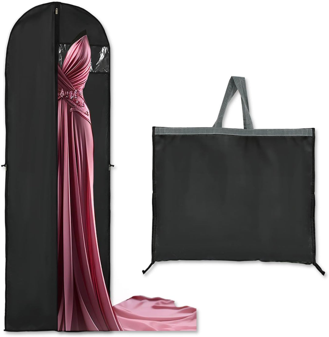 Long garment storage cover 2-pack. Breathable dust protector for dresses, suits & formalwear.