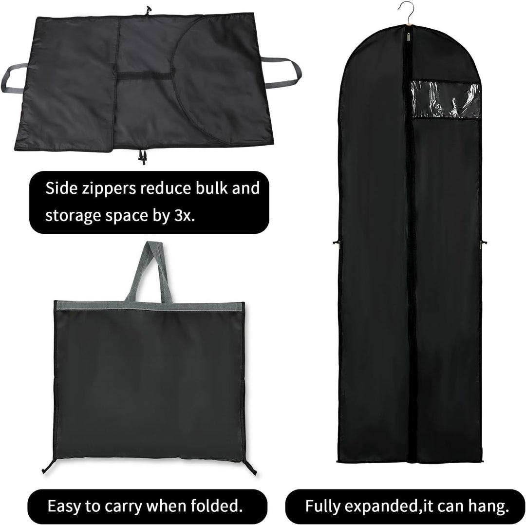 Clothing protector 2-pack. Clear, breathable long garment bags for suits, dresses, & formalwear storage.