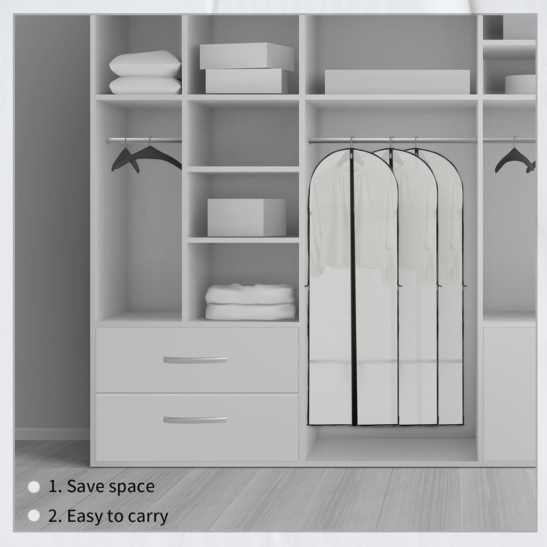 Extra long garment cover 2-pack. Unisex storage for full-length dresses, gowns, coats & suits.