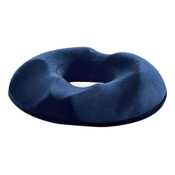 Top view of the orthopedic memory foam seat cushion, highlighting its U-shaped cutout for tailbone & hemorrhoid relief.