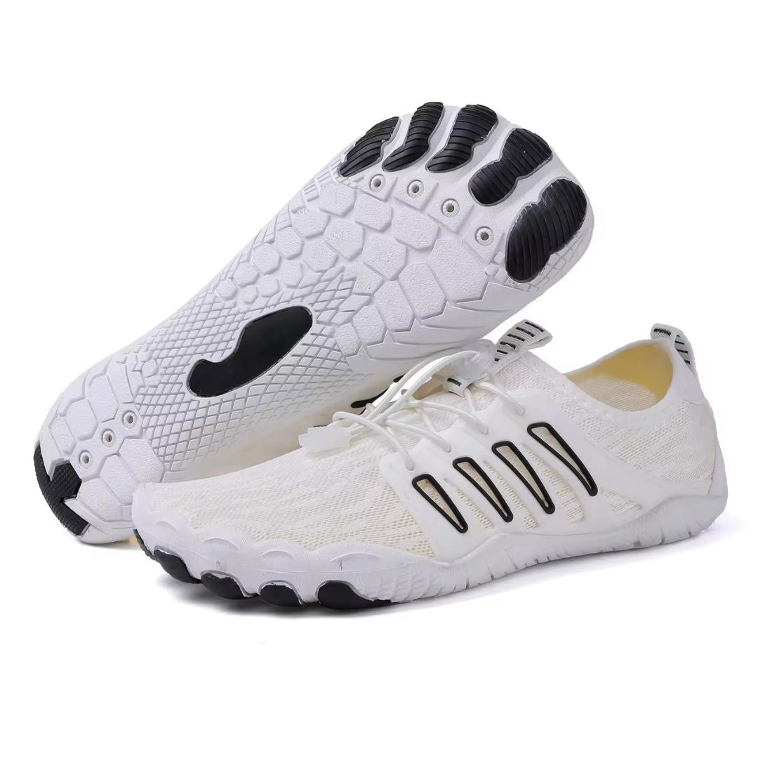 Barefoot athletic shoes with thin, flexible sole, dark blue, ideal for natural running and fitness