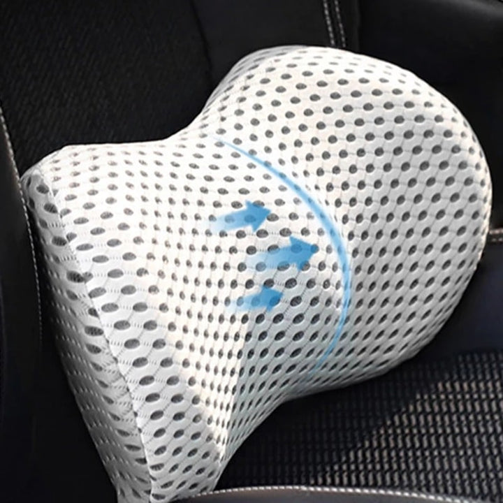 Unisex memory foam lumbar support cushion for back pain relief, ideal for office and driving comfort.