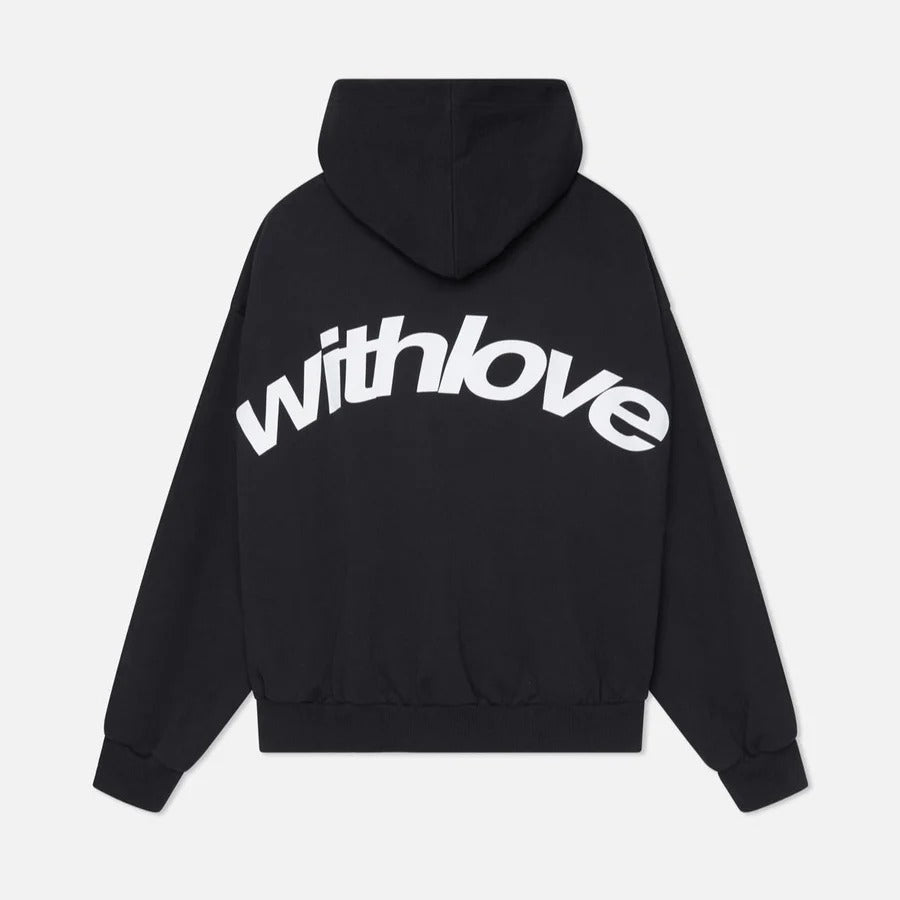 Unisex oversized hoodie with a bold slogan print, perfect for urban streetwear. Comfortable hooded sweatshirt.