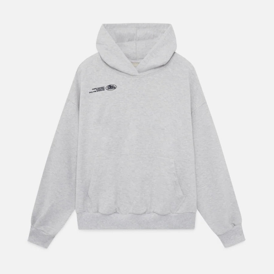 Comfortable unisex oversized hoodie, ideal for urban style with its distinctive slogan print.
