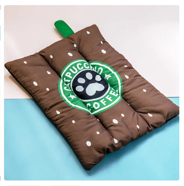 Washable fruit-themed pet cooling mat for cats & small dogs, ideal for summer.