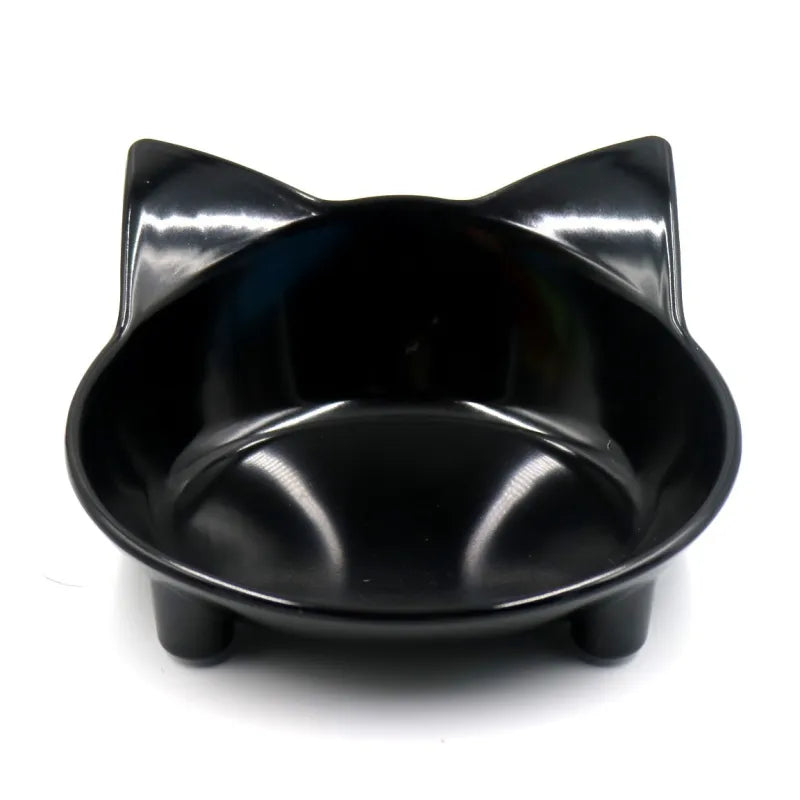 Stylish cat food bowl with cute cat ear design. Durable pet accessory, perfect for feline feeding & water.