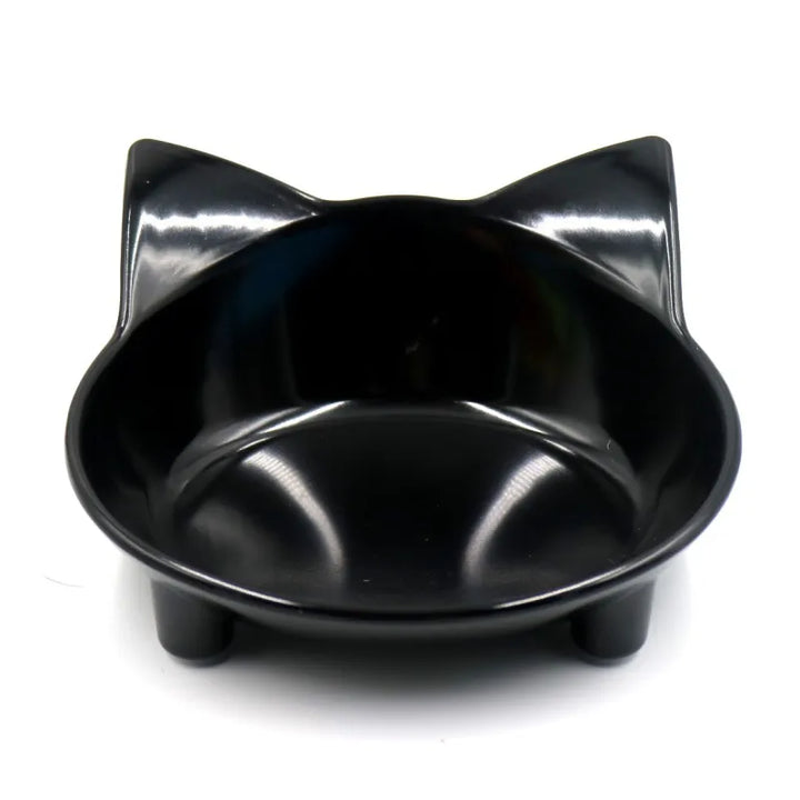 Stylish cat food bowl with cute cat ear design. Durable pet accessory, perfect for feline feeding & water.