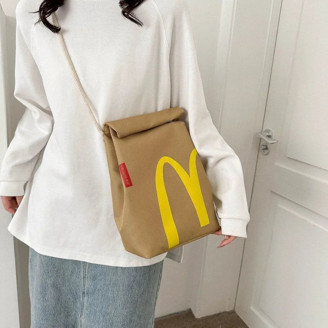 Spacious unisex fast food backpack for daily essentials, student-friendly, stylish & fun.