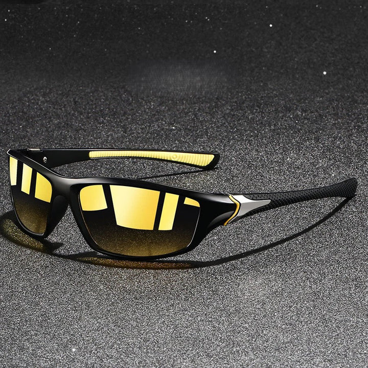 Person enjoying beach with unisex polarised UV400 sunglasses, glare-free vision for leisure.