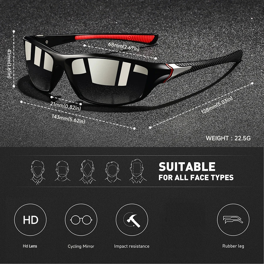 Person hiking with unisex polarised sports sunglasses, UV400 anti-glare for active wear.