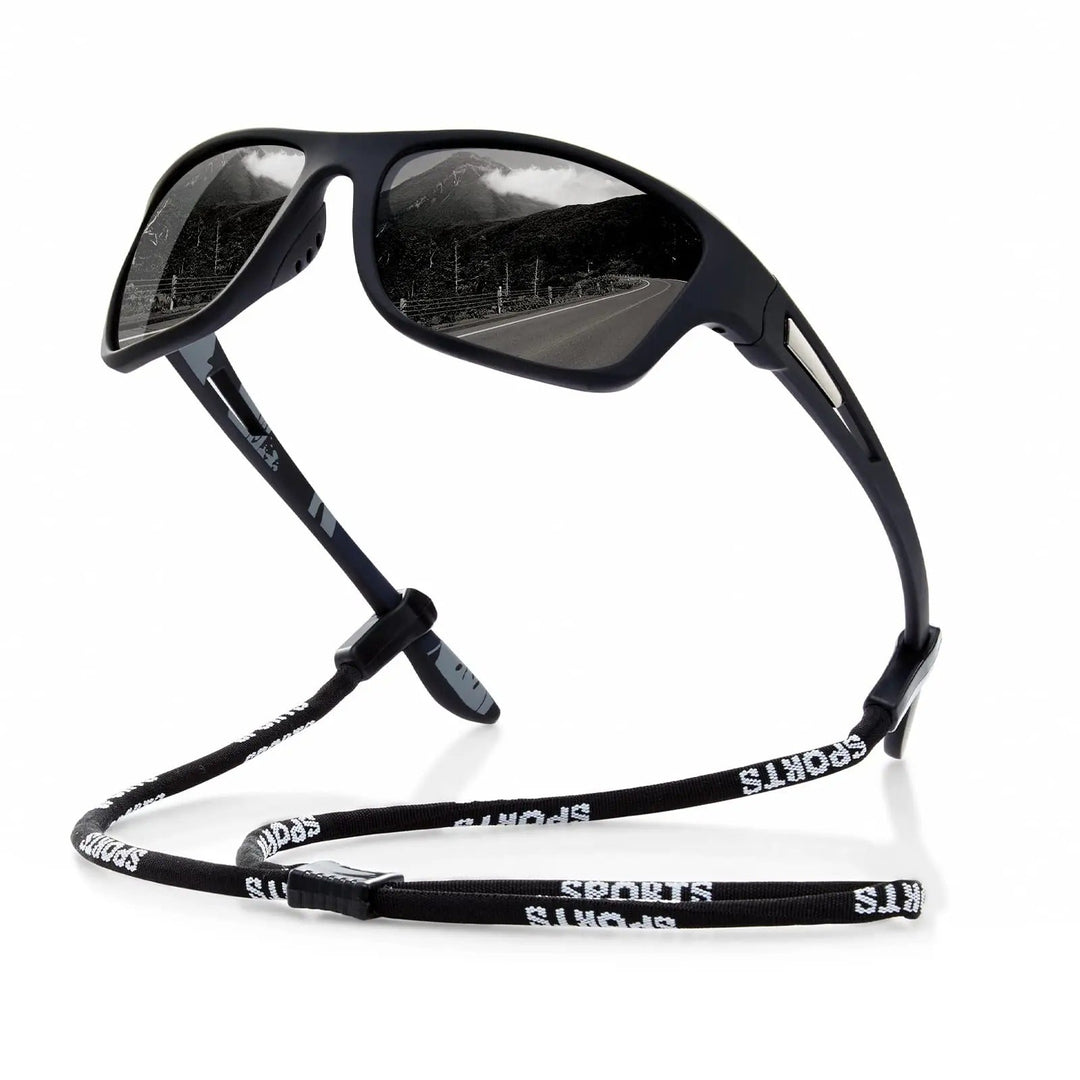 Unisex polarized sports sunglasses, 100% UV protection, ideal for cycling and running.